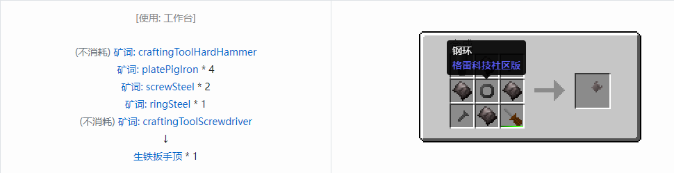 我的世界格雷科技社区版扳手顶合成表大全