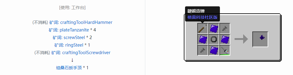 我的世界格雷科技社区版扳手顶合成表大全