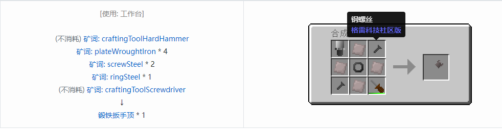 我的世界格雷科技社区版扳手顶合成表大全