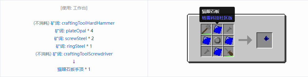 我的世界格雷科技社区版扳手顶合成表大全