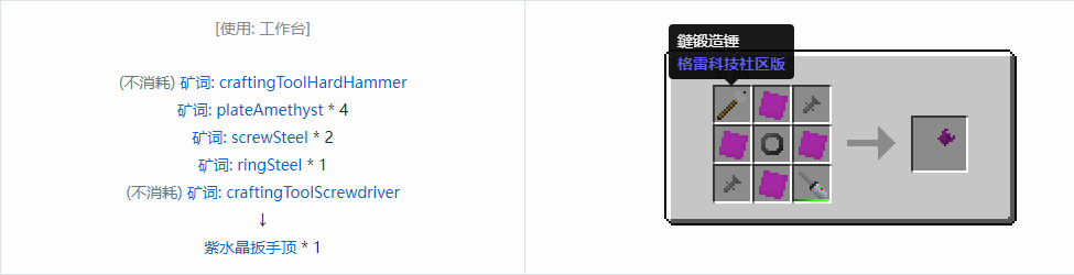 我的世界格雷科技社区版扳手顶合成表大全