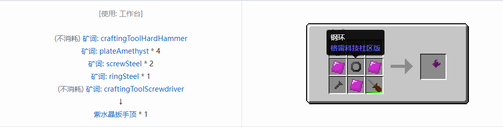 我的世界格雷科技社区版扳手顶合成表大全