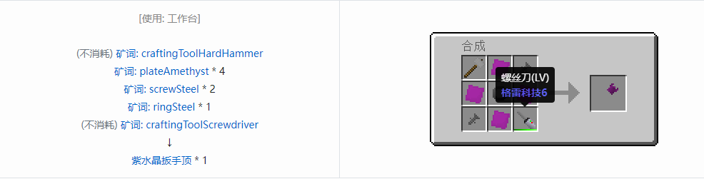 我的世界格雷科技社区版扳手顶合成表大全