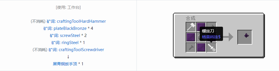 我的世界格雷科技社区版扳手顶合成表大全