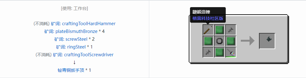 我的世界格雷科技社区版扳手顶合成表大全