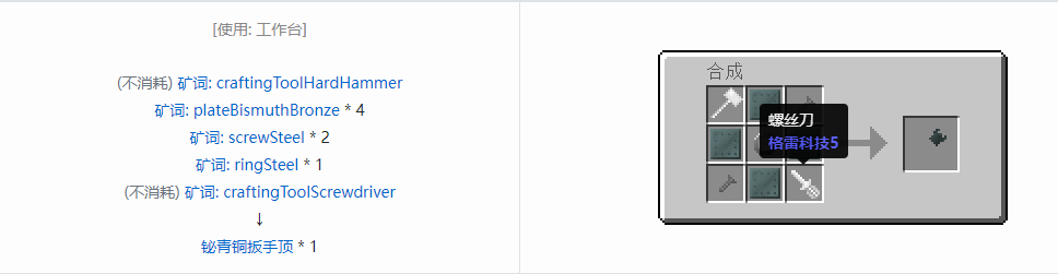 我的世界格雷科技社区版扳手顶合成表大全