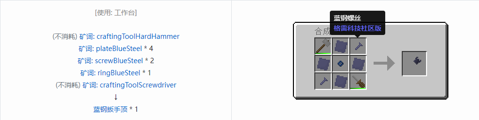 我的世界格雷科技社区版扳手顶合成表大全