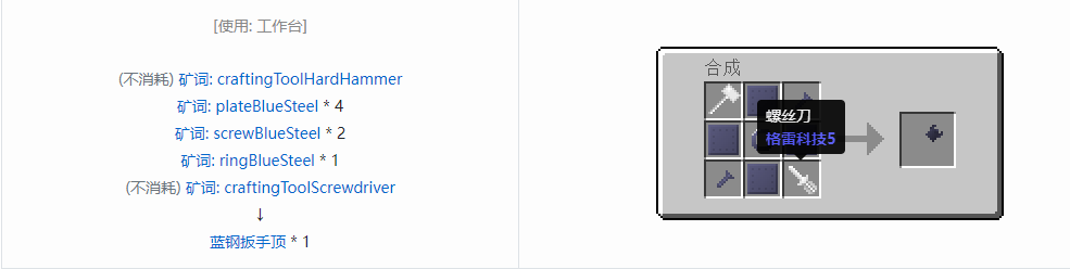 我的世界格雷科技社区版扳手顶合成表大全