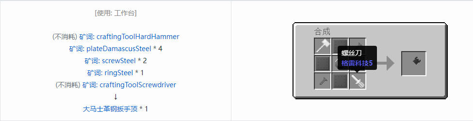 我的世界格雷科技社区版扳手顶合成表大全