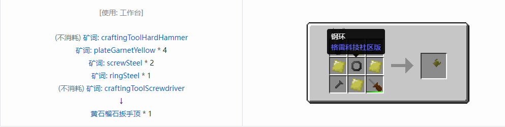 我的世界格雷科技社区版扳手顶合成表大全