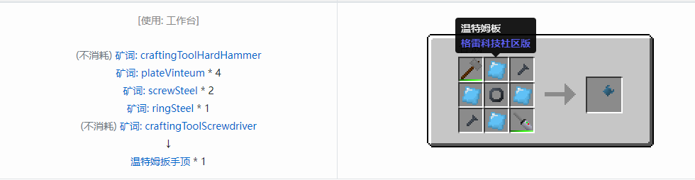 我的世界格雷科技社区版扳手顶合成表大全