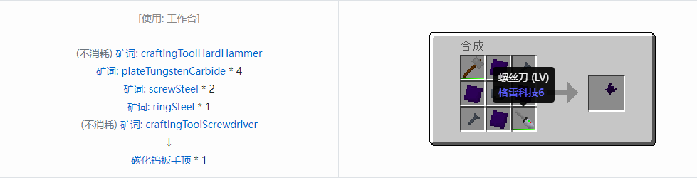 我的世界格雷科技社区版扳手顶合成表大全