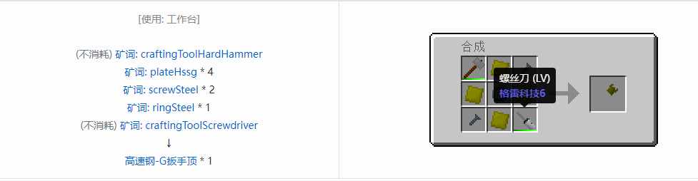 我的世界格雷科技社区版扳手顶合成表大全