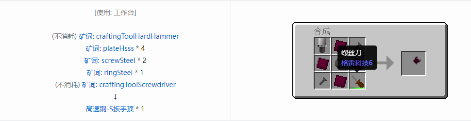 我的世界格雷科技社区版扳手顶合成表大全