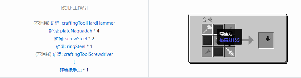 我的世界格雷科技社区版扳手顶合成表大全