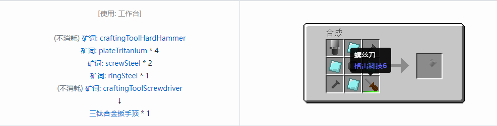 我的世界格雷科技社区版扳手顶合成表大全