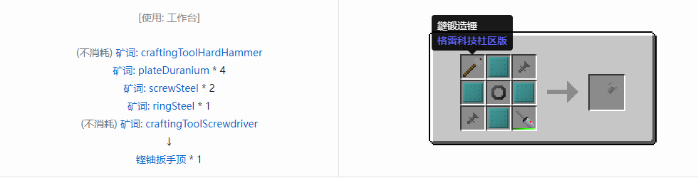 我的世界格雷科技社区版扳手顶合成表大全