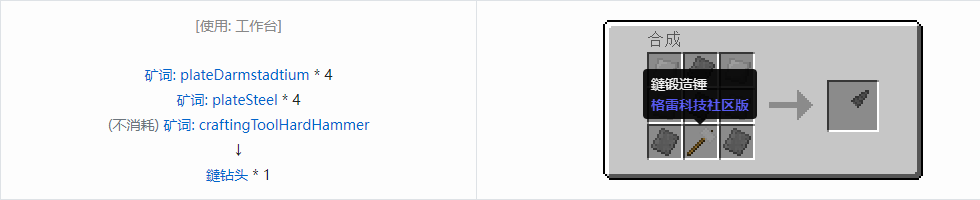我的世界格雷科技社区版钻头合成表大全