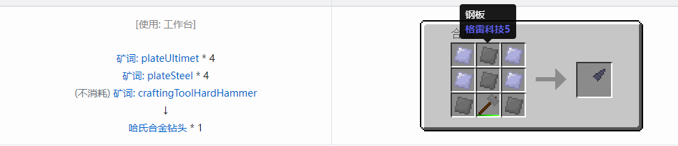我的世界格雷科技社区版钻头合成表大全