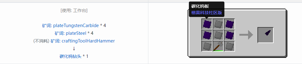 我的世界格雷科技社区版钻头合成表大全