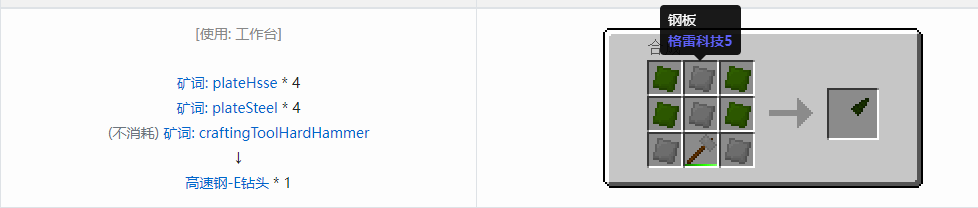 我的世界格雷科技社区版钻头合成表大全