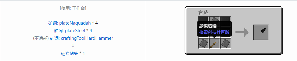 我的世界格雷科技社区版钻头合成表大全