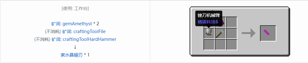 我的世界格雷科技社区版锯刃合成表大全