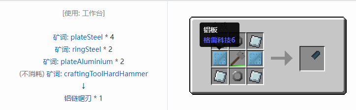 我的世界格雷科技社区版链锯刃合成表大全