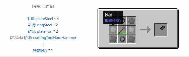 我的世界格雷科技社区版链锯刃合成表大全