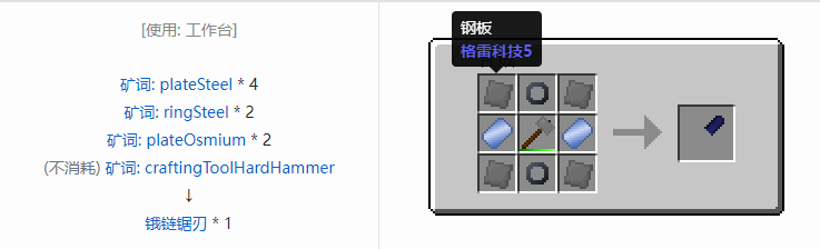 我的世界格雷科技社区版链锯刃合成表大全