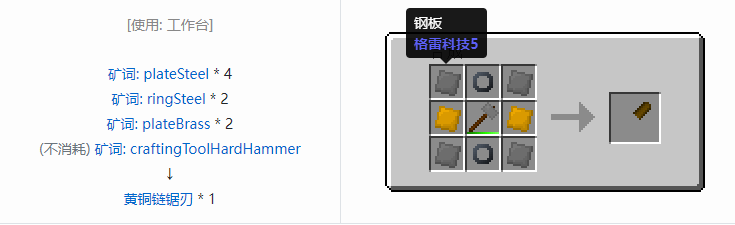 我的世界格雷科技社区版链锯刃合成表大全