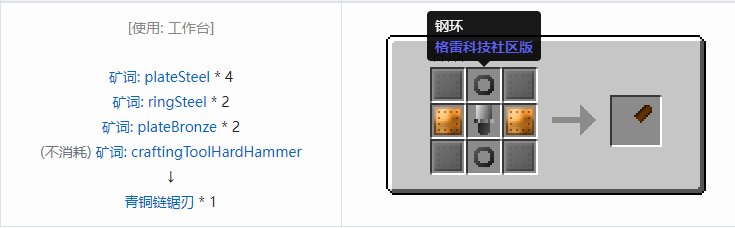 我的世界格雷科技社区版链锯刃合成表大全