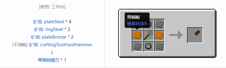 我的世界格雷科技社区版链锯刃合成表大全