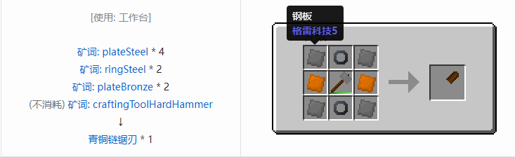 我的世界格雷科技社区版链锯刃合成表大全