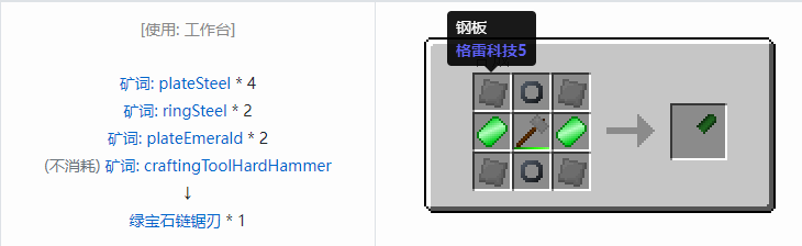 我的世界格雷科技社区版链锯刃合成表大全