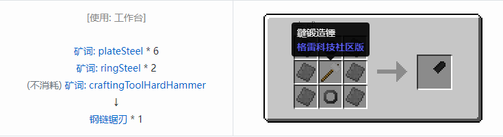 我的世界格雷科技社区版链锯刃合成表大全