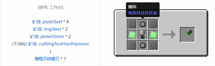 我的世界格雷科技社区版链锯刃合成表大全