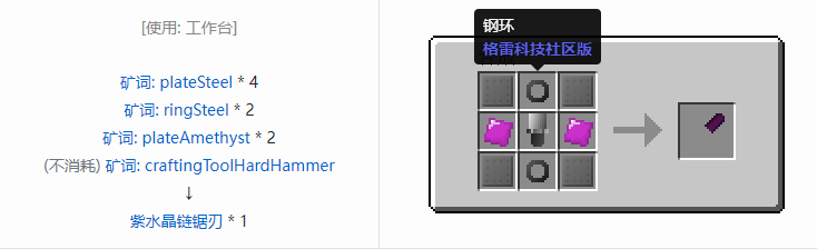 我的世界格雷科技社区版链锯刃合成表大全