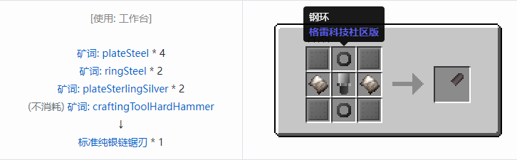 我的世界格雷科技社区版链锯刃合成表大全