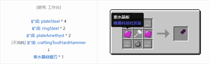 我的世界格雷科技社区版链锯刃合成表大全
