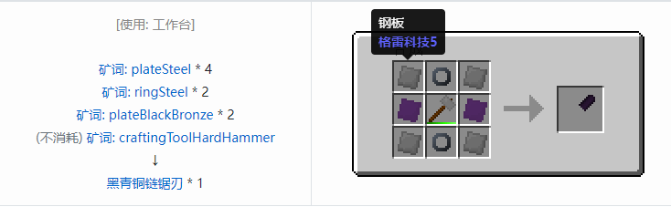 我的世界格雷科技社区版链锯刃合成表大全