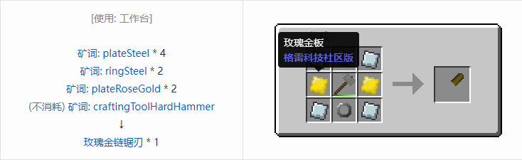 我的世界格雷科技社区版链锯刃合成表大全