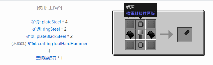 我的世界格雷科技社区版链锯刃合成表大全