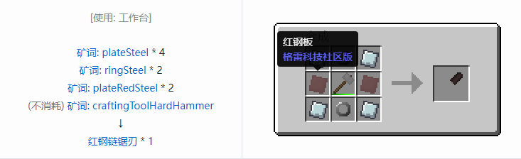 我的世界格雷科技社区版链锯刃合成表大全