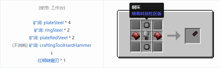 我的世界格雷科技社区版链锯刃合成表大全