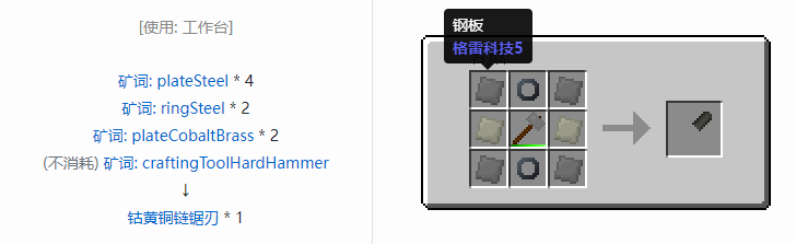 我的世界格雷科技社区版链锯刃合成表大全