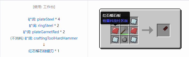 我的世界格雷科技社区版链锯刃合成表大全