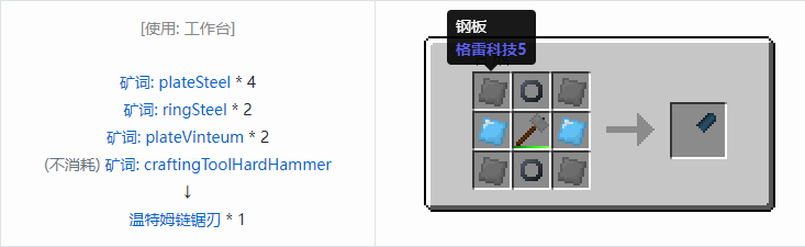 我的世界格雷科技社区版链锯刃合成表大全