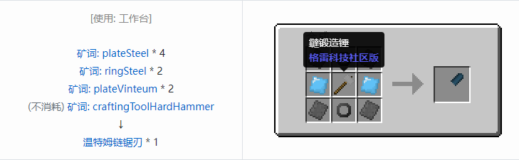 我的世界格雷科技社区版链锯刃合成表大全