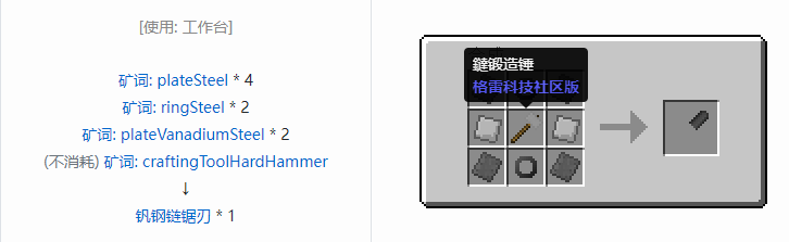 我的世界格雷科技社区版链锯刃合成表大全